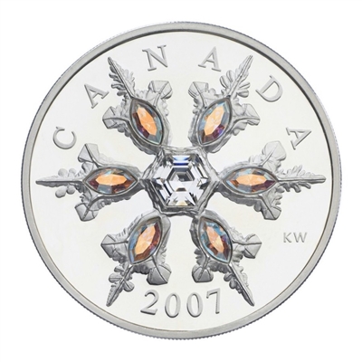 2007 Canada $20 Iridescent Crystal Snowflake Sterling Silver Coin